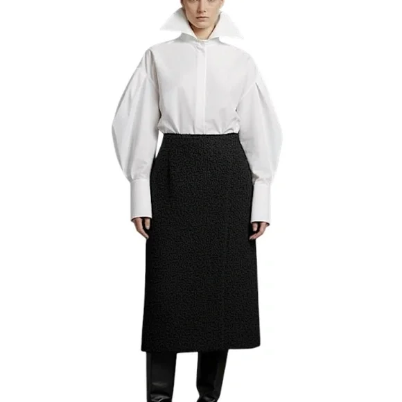 Vintage 50s 60s bespoke black wool boucle astrakhan style wrap pencil midi skirt - Picture 3 of 13